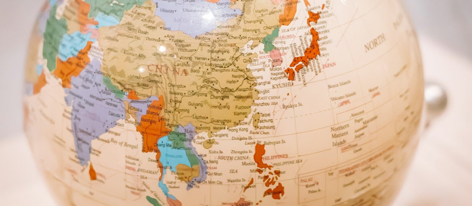 Globe focused on East Asia