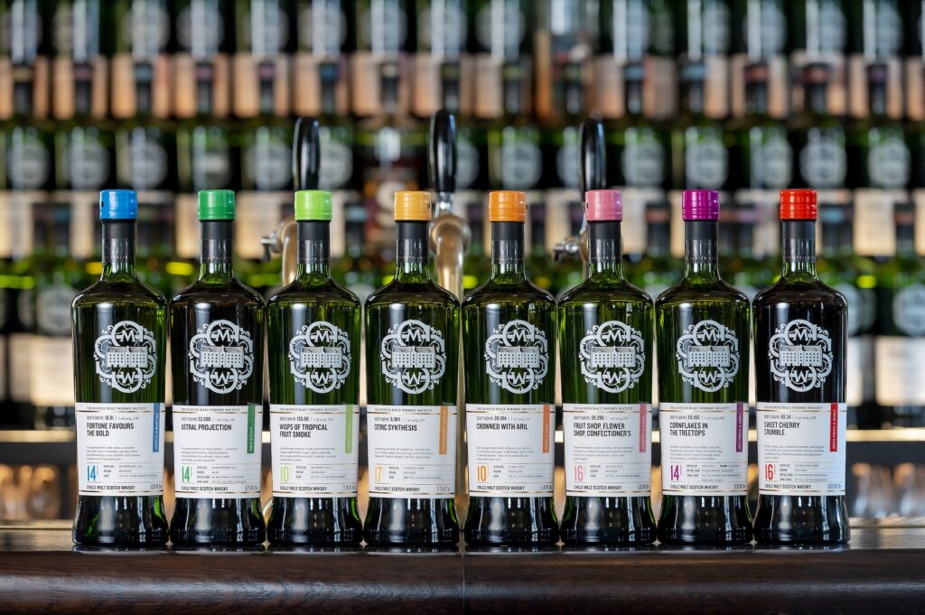 SMWS whisky bottles